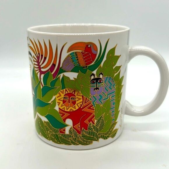 Vintage Laurel Burch Mug The Secret Jungle Animals 1989 Made in Japan - Picture 1 of 9